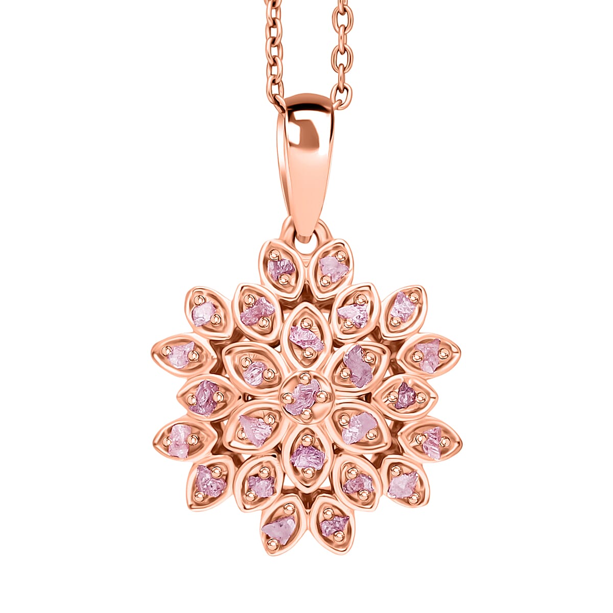 D'Joy Uncut Natural Pink Diamond 0.20 ctw Floral Pendant Necklace in 18K Vermeil Rose Gold Over Sterling Silver 20 Inches image number 0