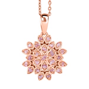 D'Joy Uncut Natural Pink Diamond 0.20 ctw Floral Pendant Necklace in 18K Vermeil Rose Gold Over Sterling Silver 20 Inches