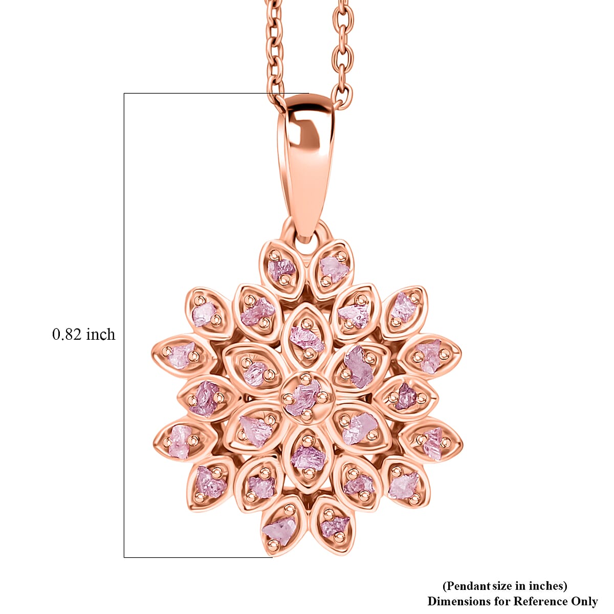 D'Joy Uncut Natural Pink Diamond 0.20 ctw Floral Pendant Necklace in 18K Vermeil Rose Gold Over Sterling Silver 20 Inches image number 4
