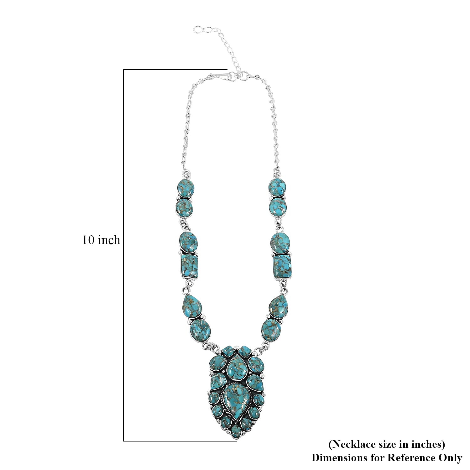 Santa Fe Style Mojave Turquoise 122.00 ctw Necklace 18 Inches and Earrings in Sterling Silver