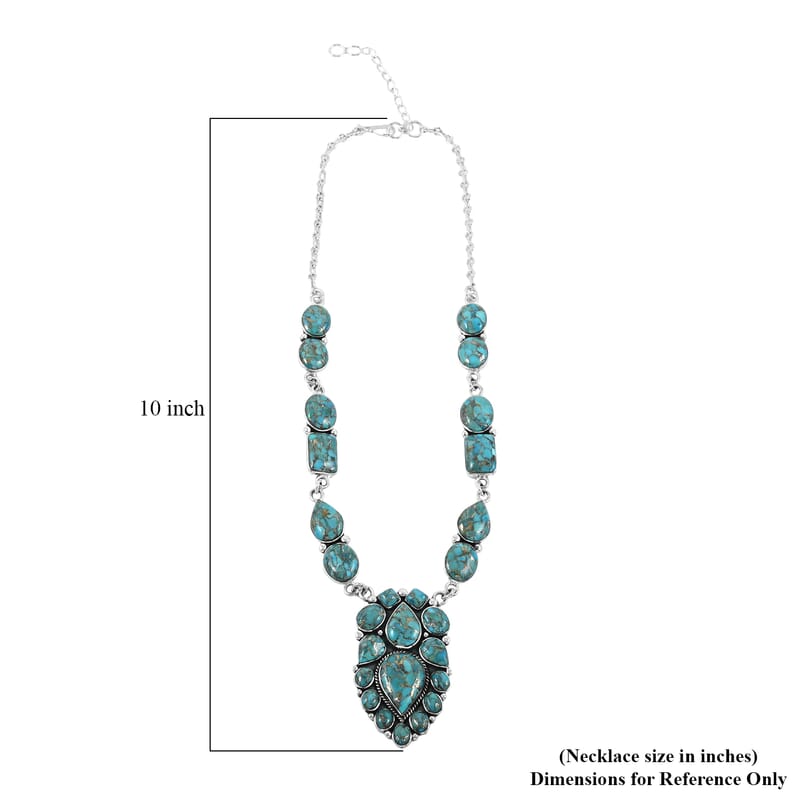 Santa Fe Style Mojave Turquoise 122.00 ctw Necklace 18 Inches and Earrings in Sterling Silver
