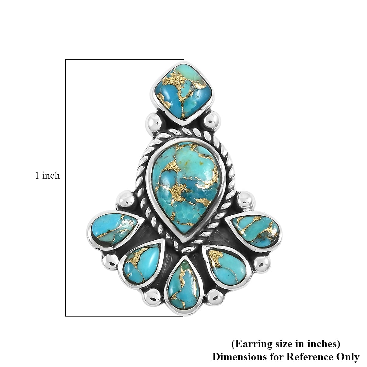Santa Fe Style Mojave Turquoise 122.00 ctw Necklace 18 Inches and Earrings in Sterling Silver