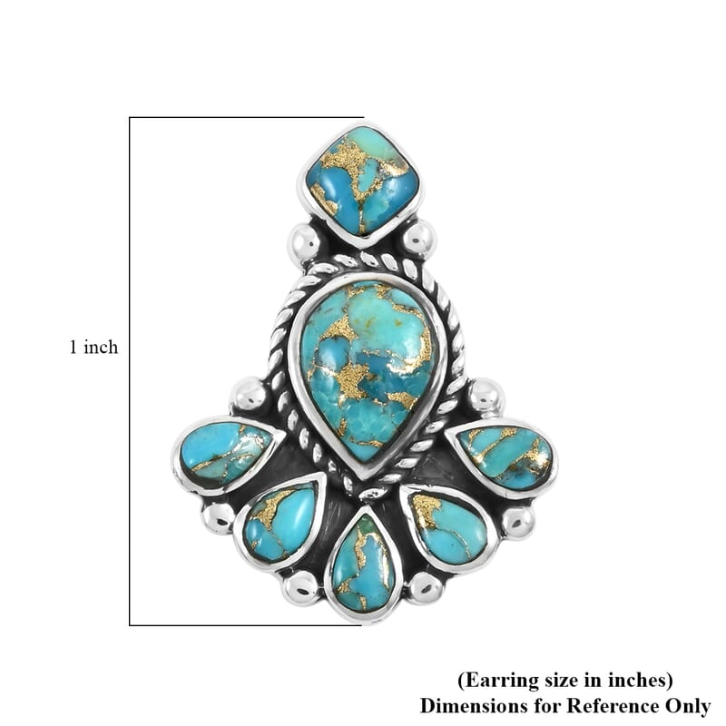 Santa Fe Style Mojave Turquoise 122.00 ctw Necklace 18 Inches and Earrings in Sterling Silver