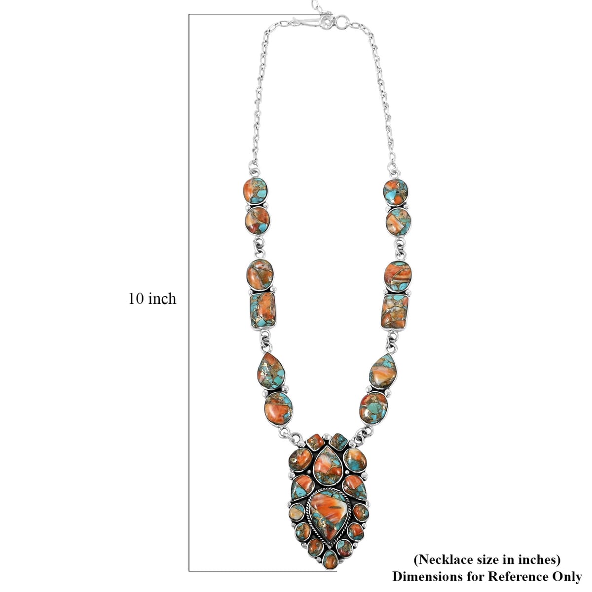 Santa Fe Style Spiny Turquoise 122.00 ctw Necklace 18 Inches and Earrings in Sterling Silver image number 4