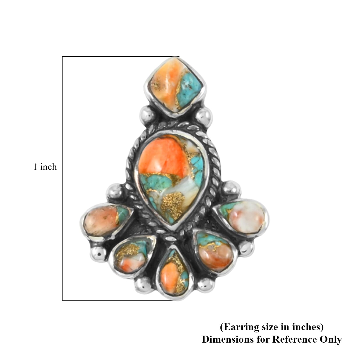 Santa Fe Style Spiny Turquoise 122.00 ctw Necklace 18 Inches and Earrings in Sterling Silver image number 7