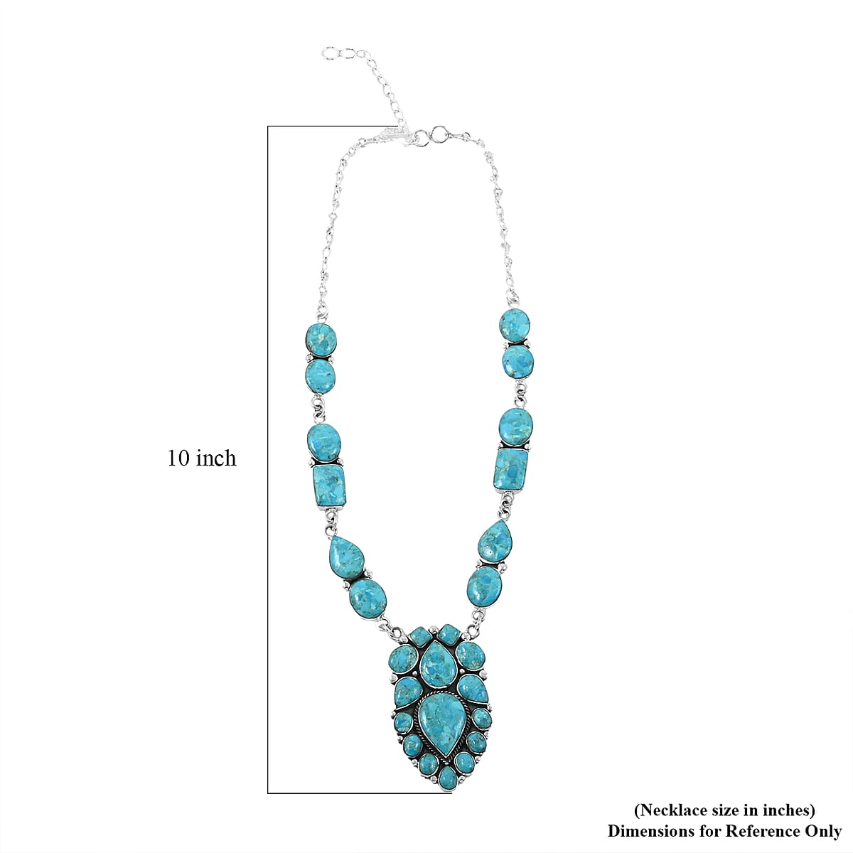 Santa Fe Style Kingman Turquoise 122.00 ctw Necklace 18 Inches and Earrings in Sterling Silver image number 4