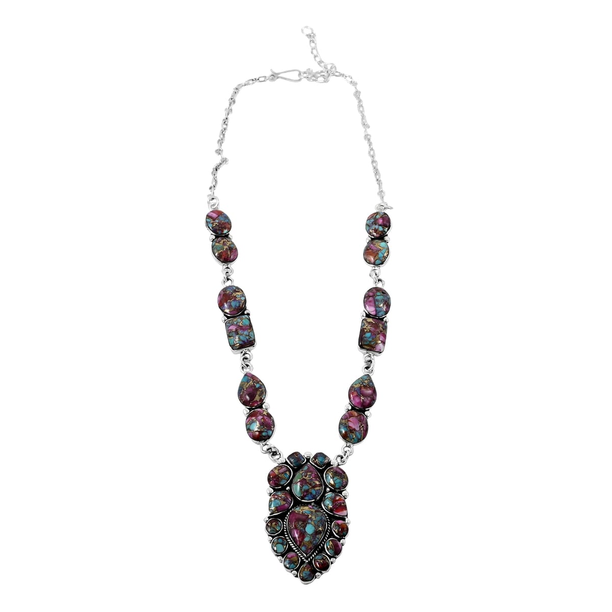 Santa Fe Style Multi Gemstone 122.00 ctw Necklace 18 Inches and Earrings in Sterling Silver image number 2
