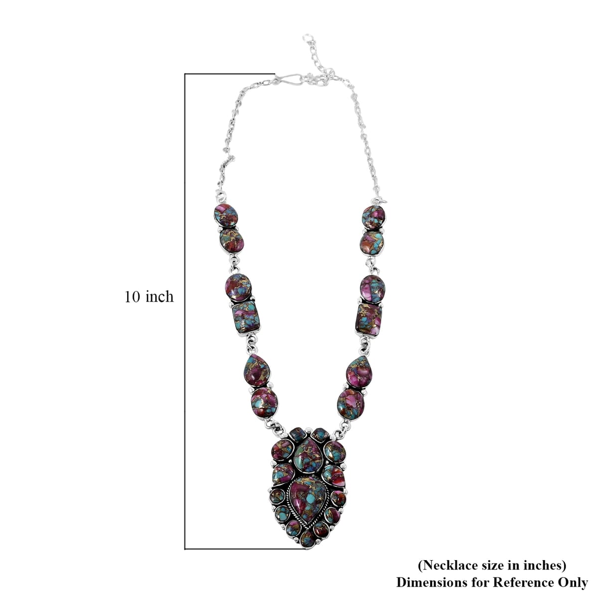Santa Fe Style Multi Gemstone 122.00 ctw Necklace 18 Inches and Earrings in Sterling Silver image number 5