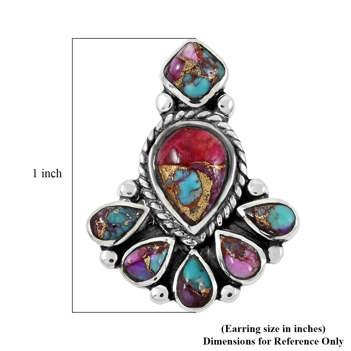 Santa Fe Style Multi Gemstone 122.00 ctw Necklace 18 Inches and Earrings in Sterling Silver image number 8