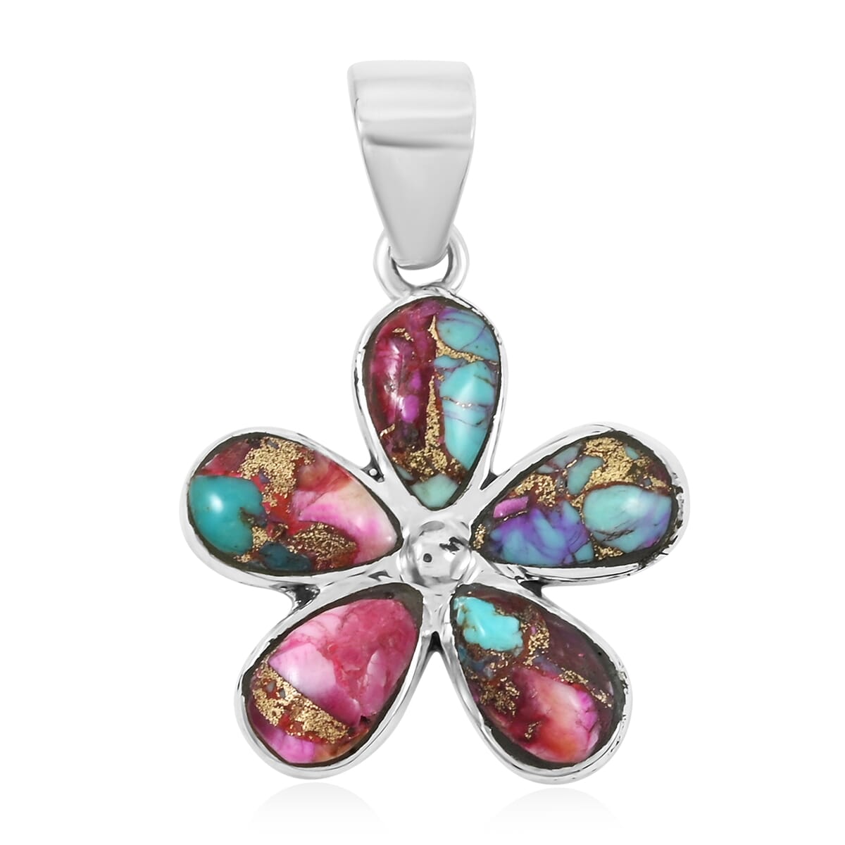 Santa Fe Style Multi Gemstone 5.75 ctw Pendant and Earrings in Sterling Silver image number 2