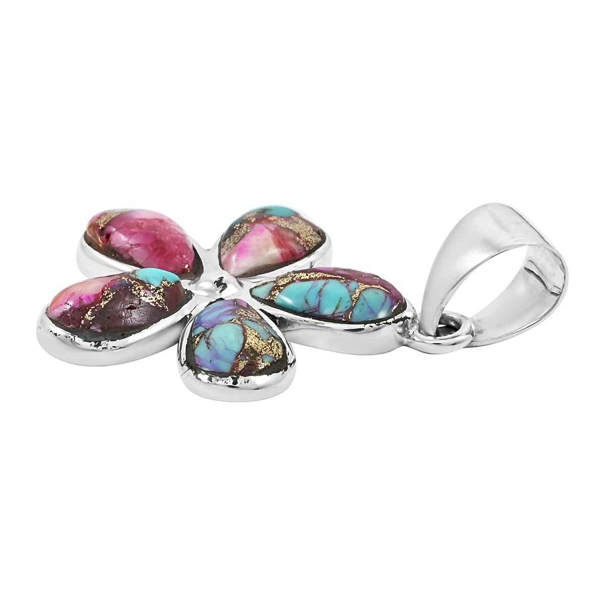 Santa Fe Style Multi Gemstone 5.75 ctw Pendant and Earrings in Sterling Silver image number 3