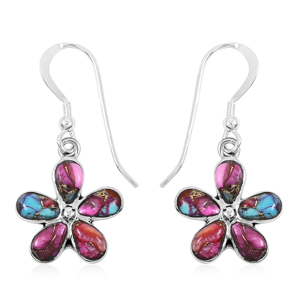 Santa Fe Style Multi Gemstone 5.75 ctw Pendant and Earrings in Sterling Silver