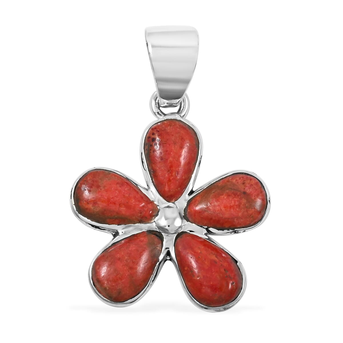 Santa Fe Style Enhanced Red Coral 5.75 ctw Pendant and Earrings in Sterling Silver image number 2