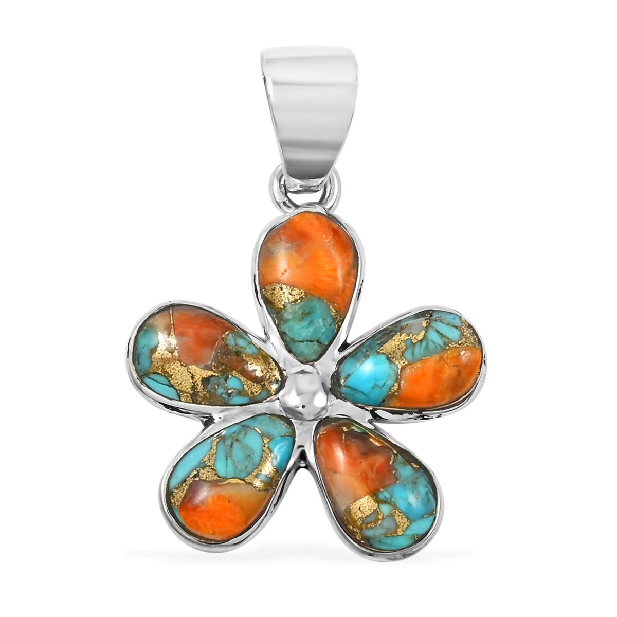 Santa Fe Style Spiny Turquoise 5.75 ctw Pendant and Earrings in Sterling Silver image number 2