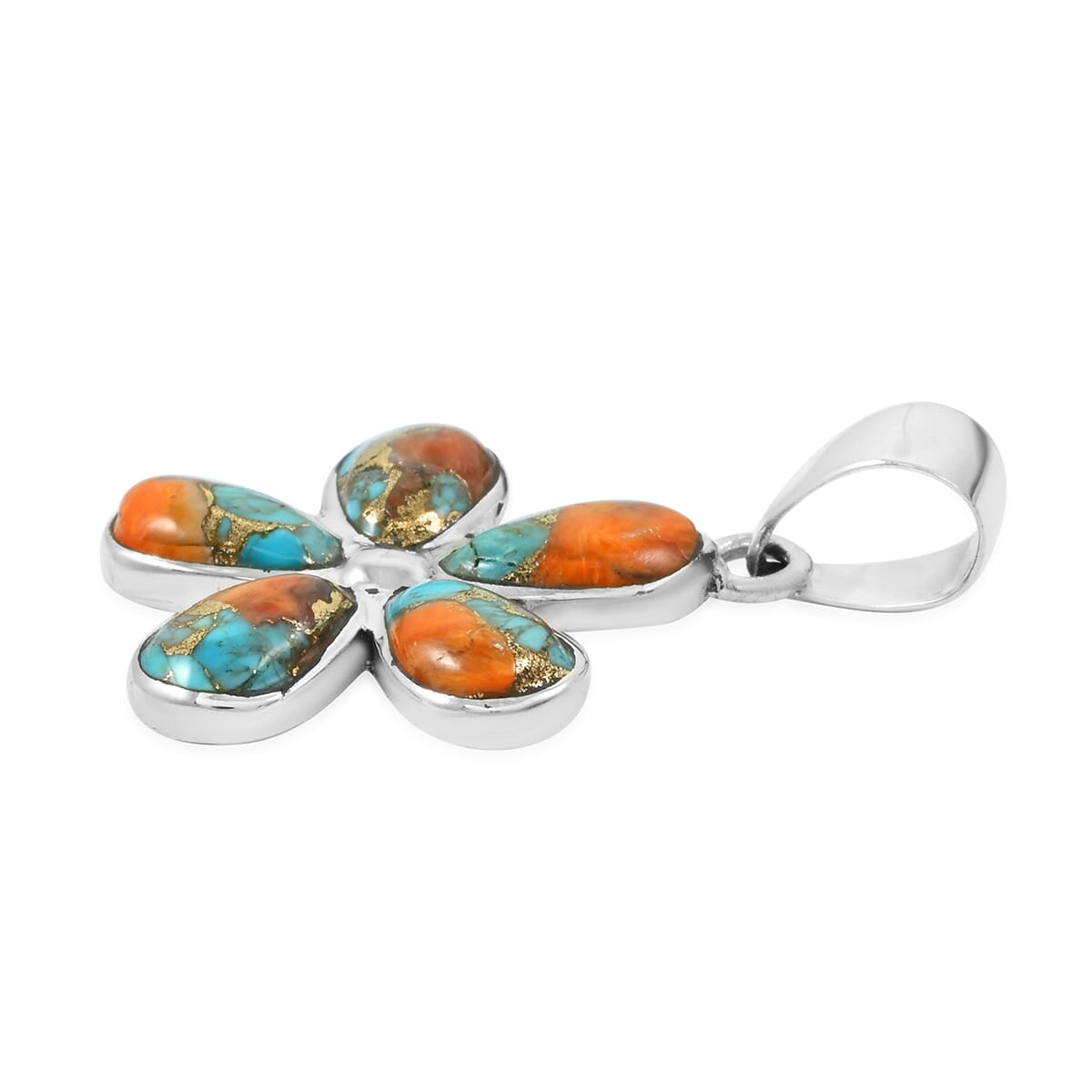 Santa Fe Style Spiny Turquoise 5.75 ctw Pendant and Earrings in Sterling Silver image number 3