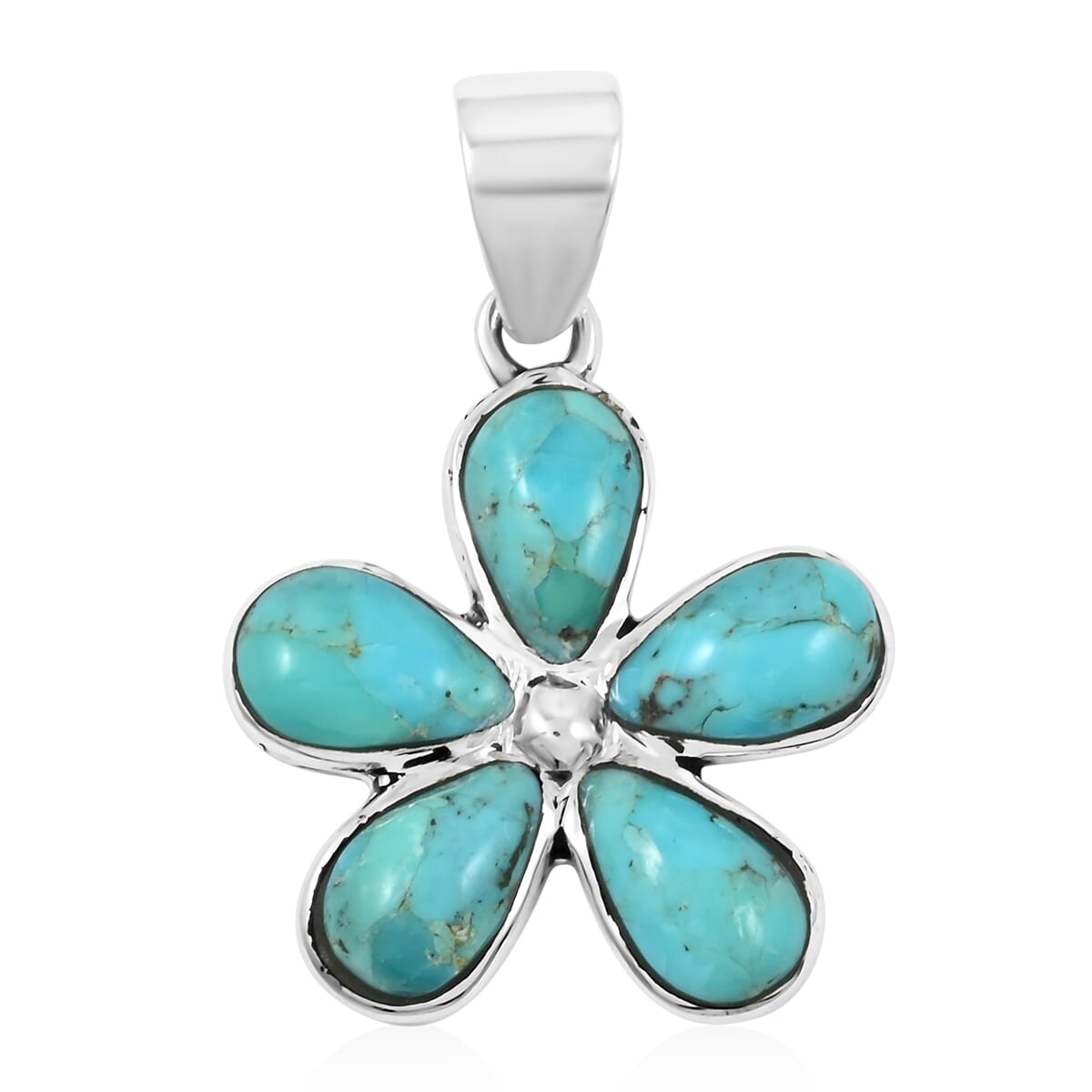 Santa Fe Style Kingman Turquoise 5.75 ctw Pendant and Earrings in Sterling Silver image number 2
