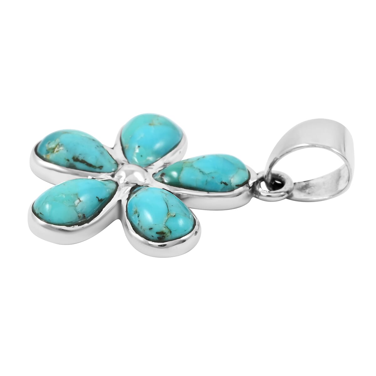 Santa Fe Style Kingman Turquoise 5.75 ctw Pendant and Earrings in Sterling Silver image number 3