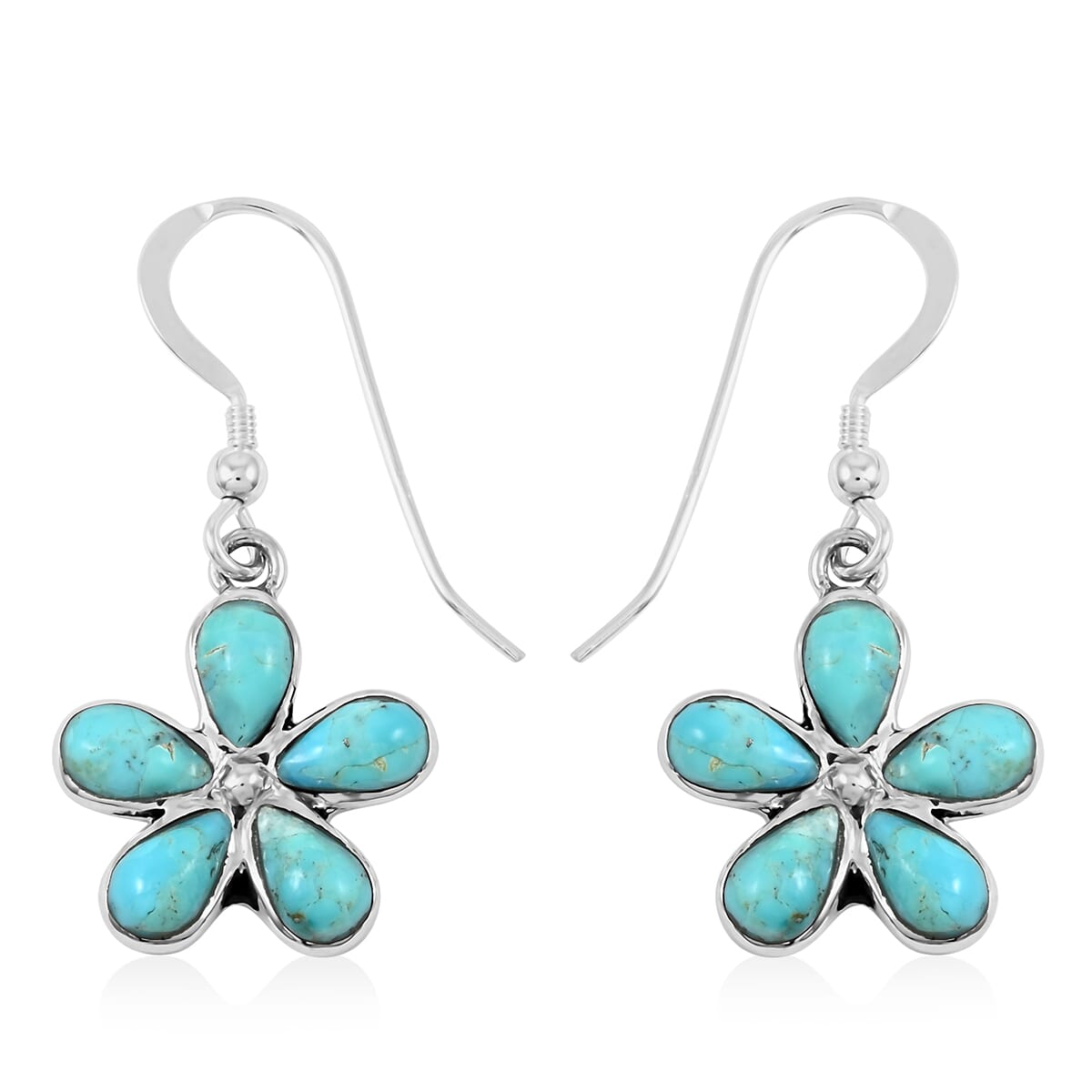 Santa Fe Style Kingman Turquoise 5.75 ctw Pendant and Earrings in Sterling Silver image number 5