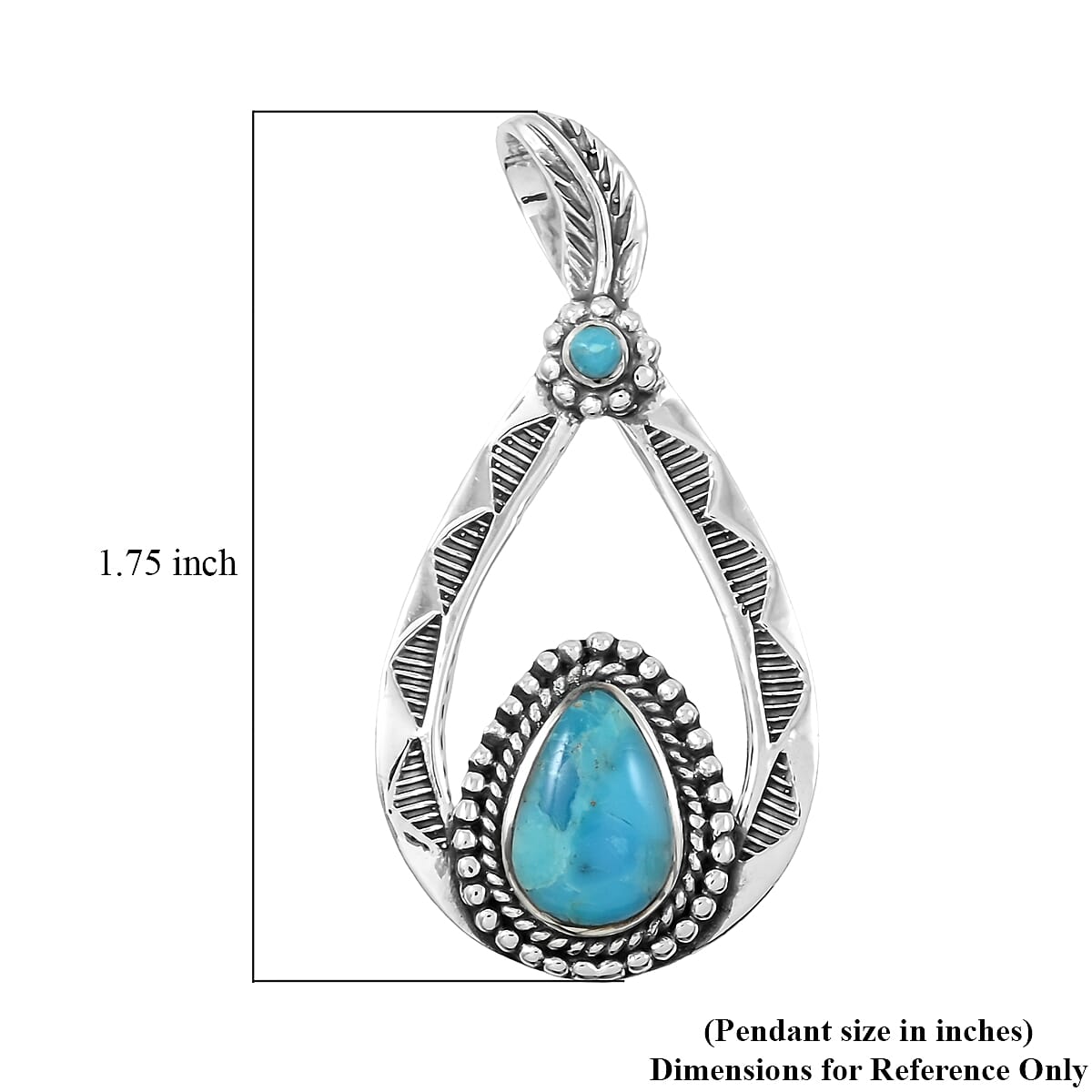 Santa Fe Style Kingman Turquoise Pendant without Chain and Earrings in Sterling Silver 7.00 ctw image number 4