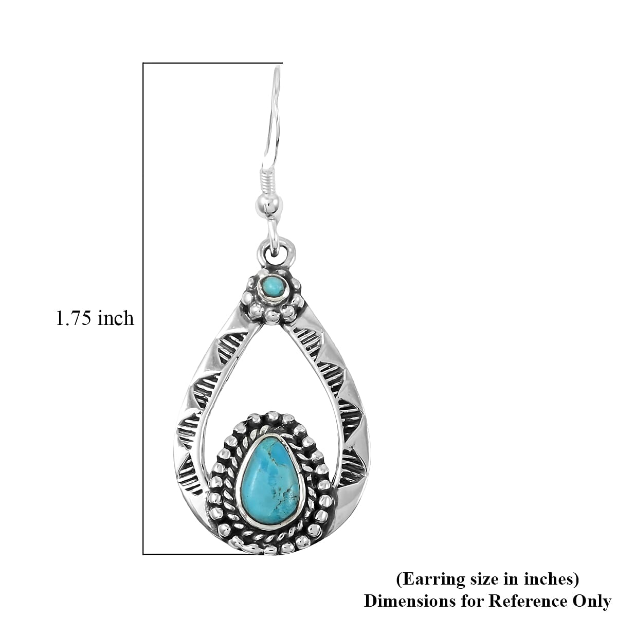 Santa Fe Style Kingman Turquoise Pendant without Chain and Earrings in Sterling Silver 7.00 ctw image number 6