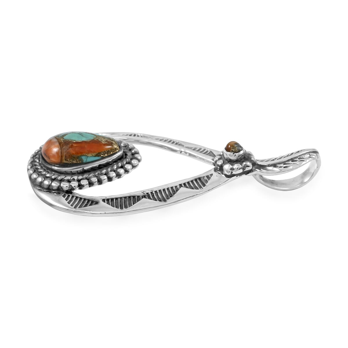 Santa Fe Style Spiny Turquoise 7.00 ctw Pendant and Earrings in Sterling Silver image number 3