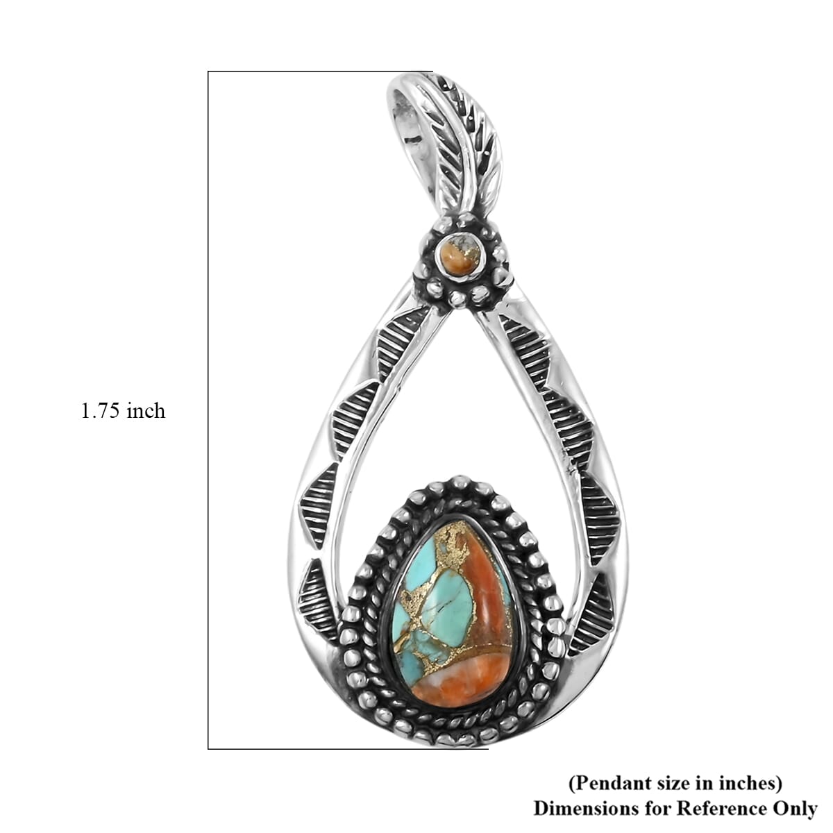 Santa Fe Style Spiny Turquoise 7.00 ctw Pendant and Earrings in Sterling Silver image number 4
