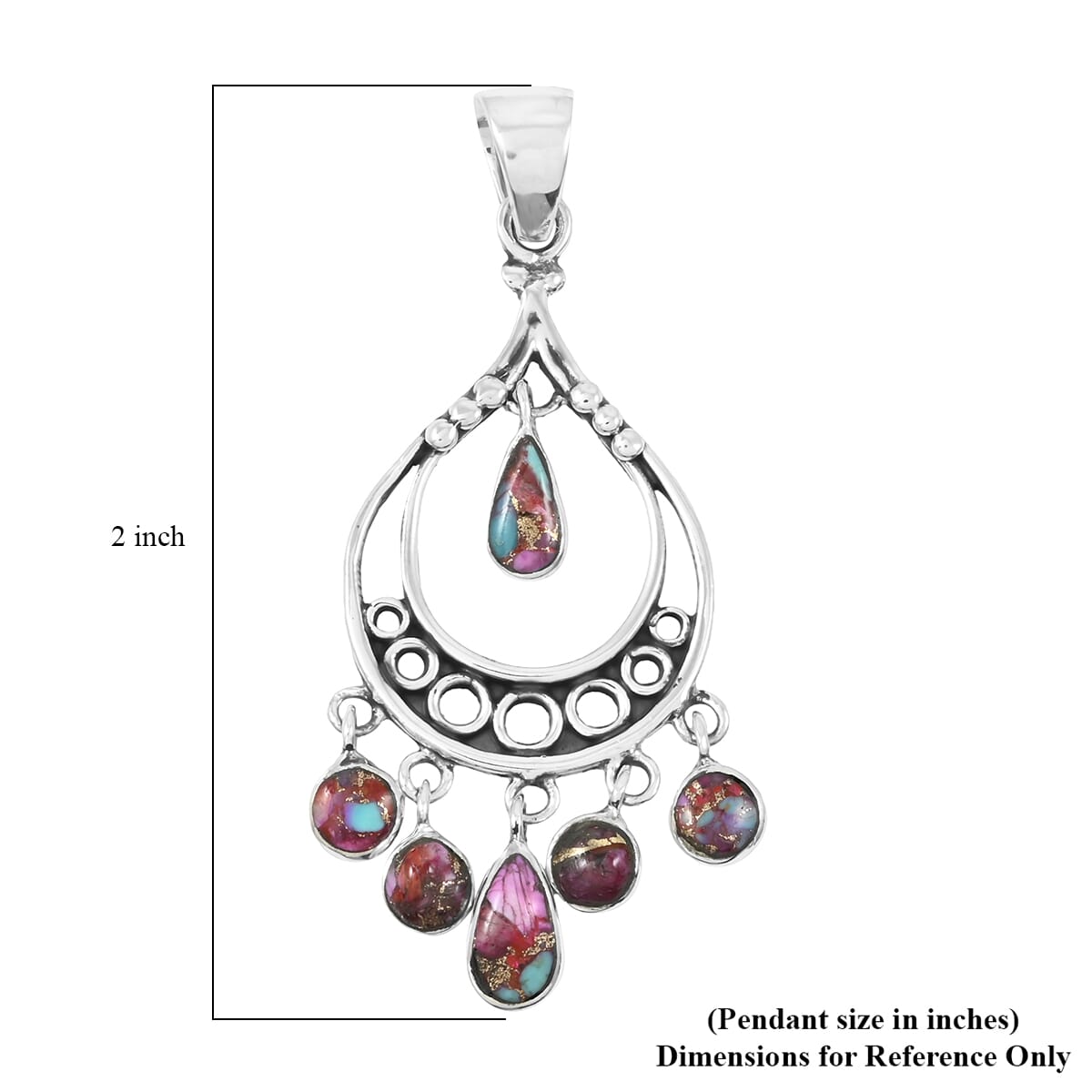Santa Fe Style Multi Gemstone 18.00 ctw Pendant and Earrings in Sterling Silver image number 4