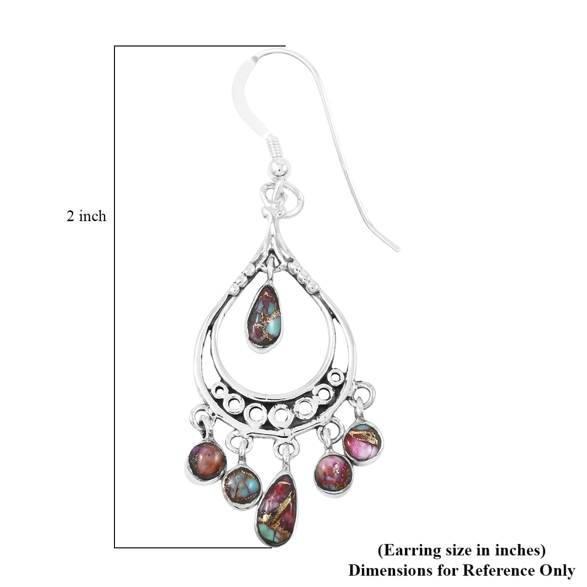 Santa Fe Style Multi Gemstone 18.00 ctw Pendant and Earrings in Sterling Silver image number 6