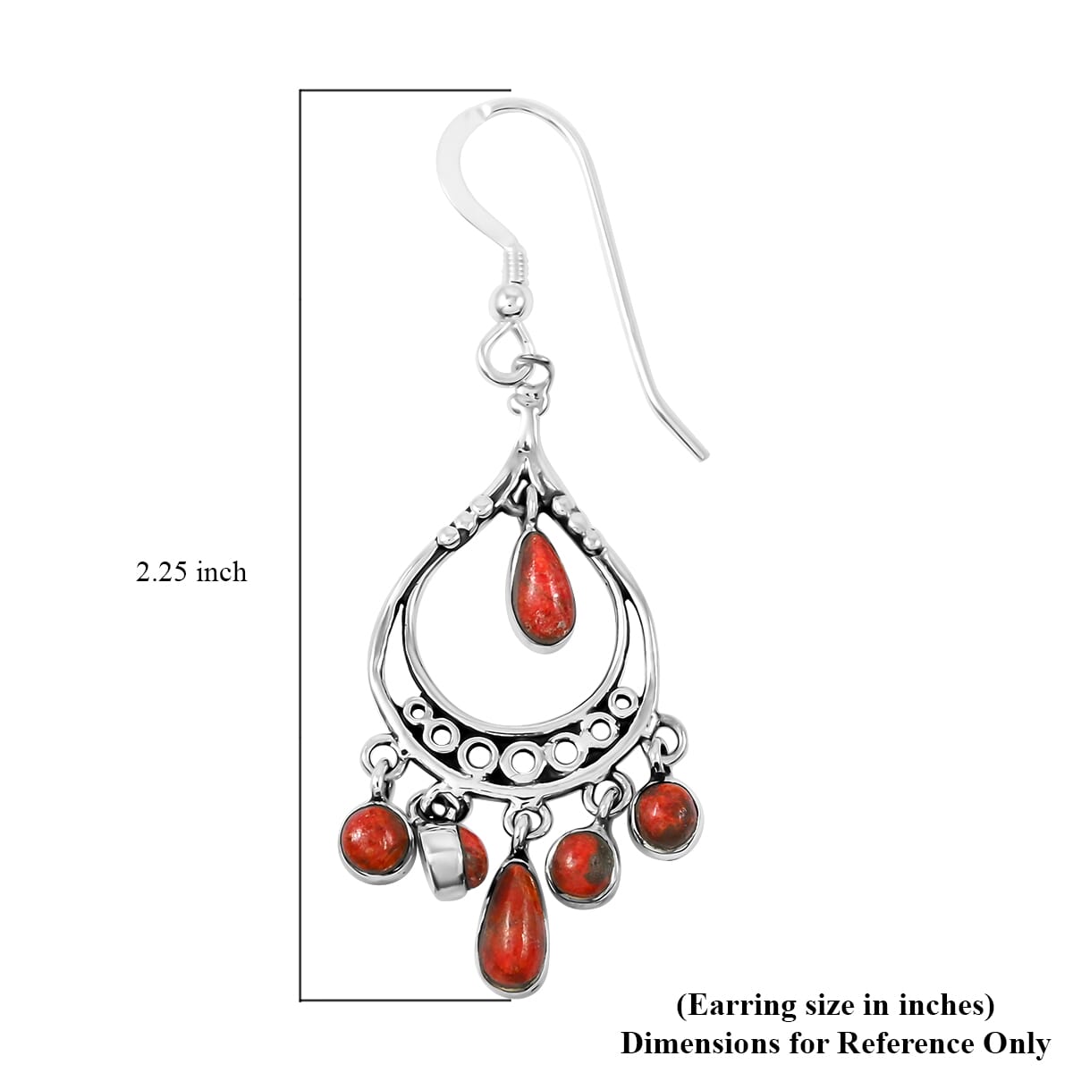 Santa Fe Style Enhanced Red Coral Pendant and Earrings in Sterling Silver image number 6