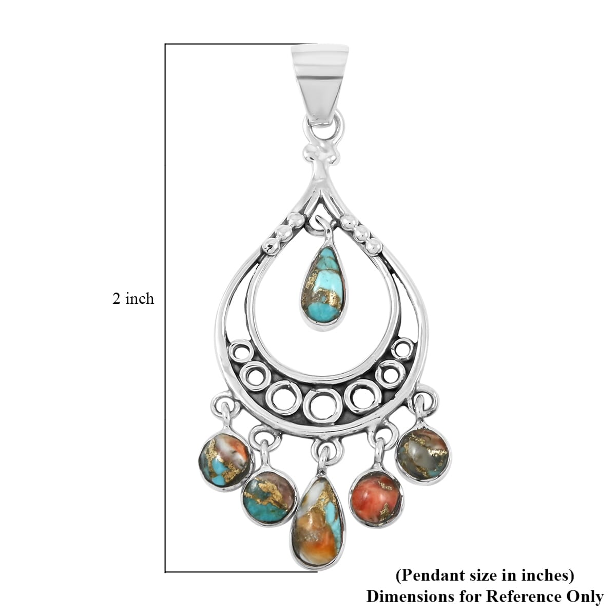 Santa Fe Style Spiny Turquoise 18.00 ctw Pendant and Earrings in Sterling Silver image number 4