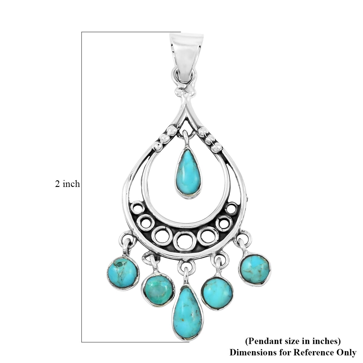 Santa Fe Style Kingman Turquoise 18.00 ctw Pendant and Earrings in Sterling Silver image number 4