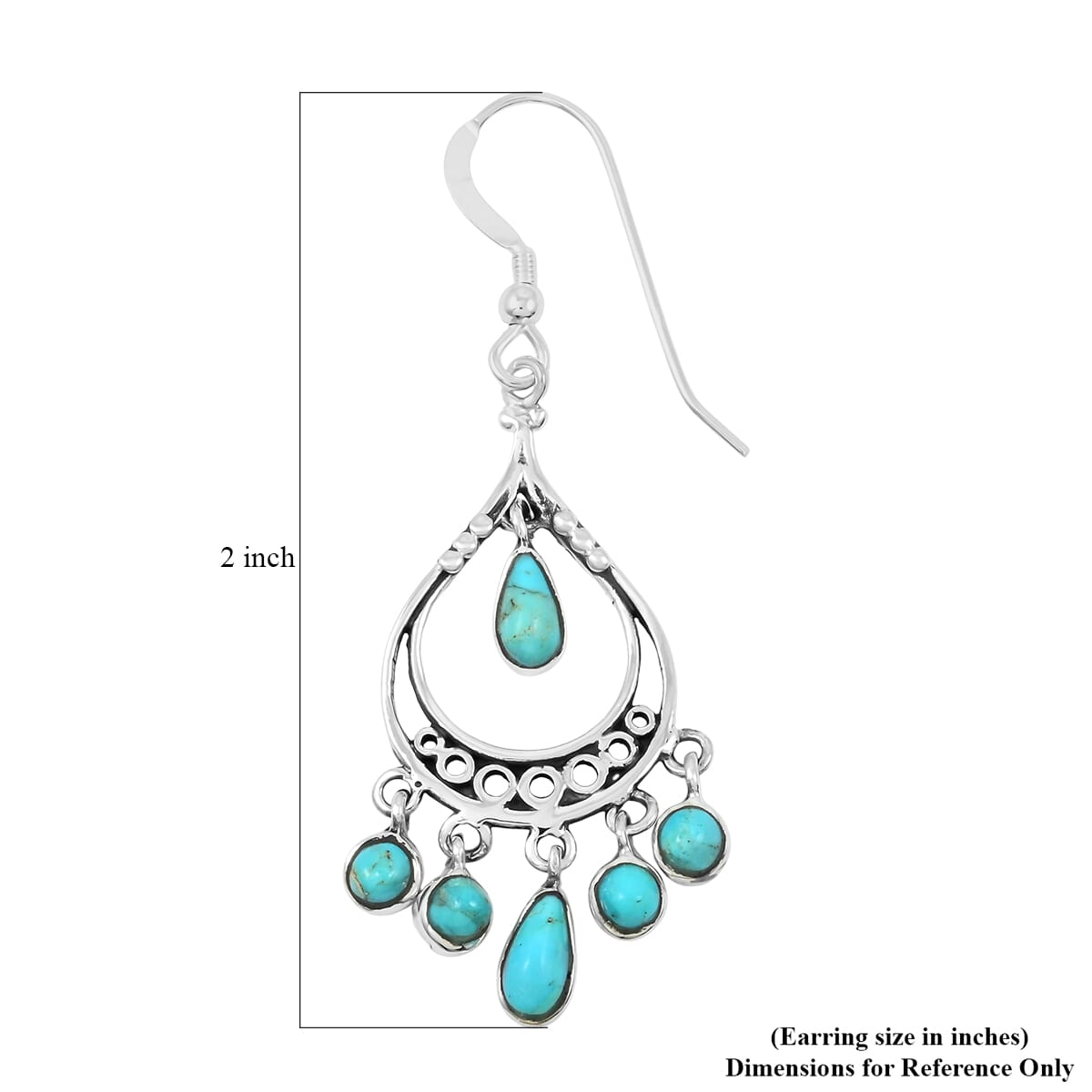 Santa Fe Style Kingman Turquoise 18.00 ctw Pendant and Earrings in Sterling Silver image number 6