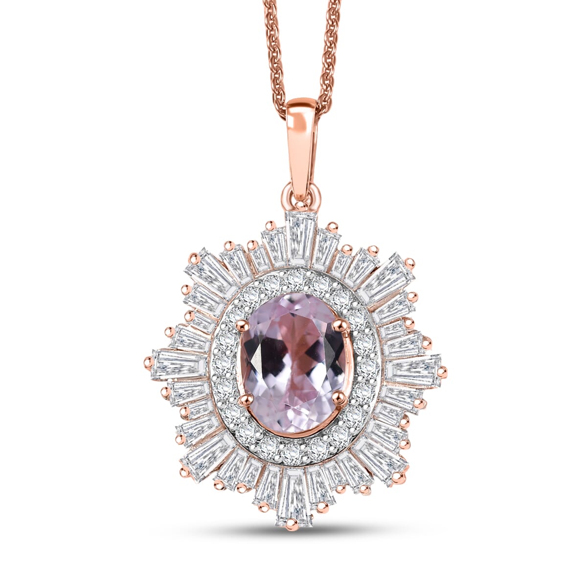 D'Joy Premium Martha Rocha Kunzite and Multi Gemstone 3.80 ctw Celestial Bloom Pendant Necklace in 18K Vermeil Rose Gold Over Sterling Silver 20 Inches image number 0