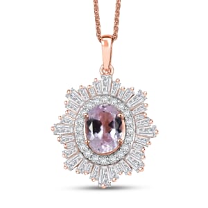 D'Joy Premium Martha Rocha Kunzite and Multi Gemstone 3.80 ctw Celestial Bloom Pendant Necklace in 18K Vermeil Rose Gold Over Sterling Silver 20 Inches