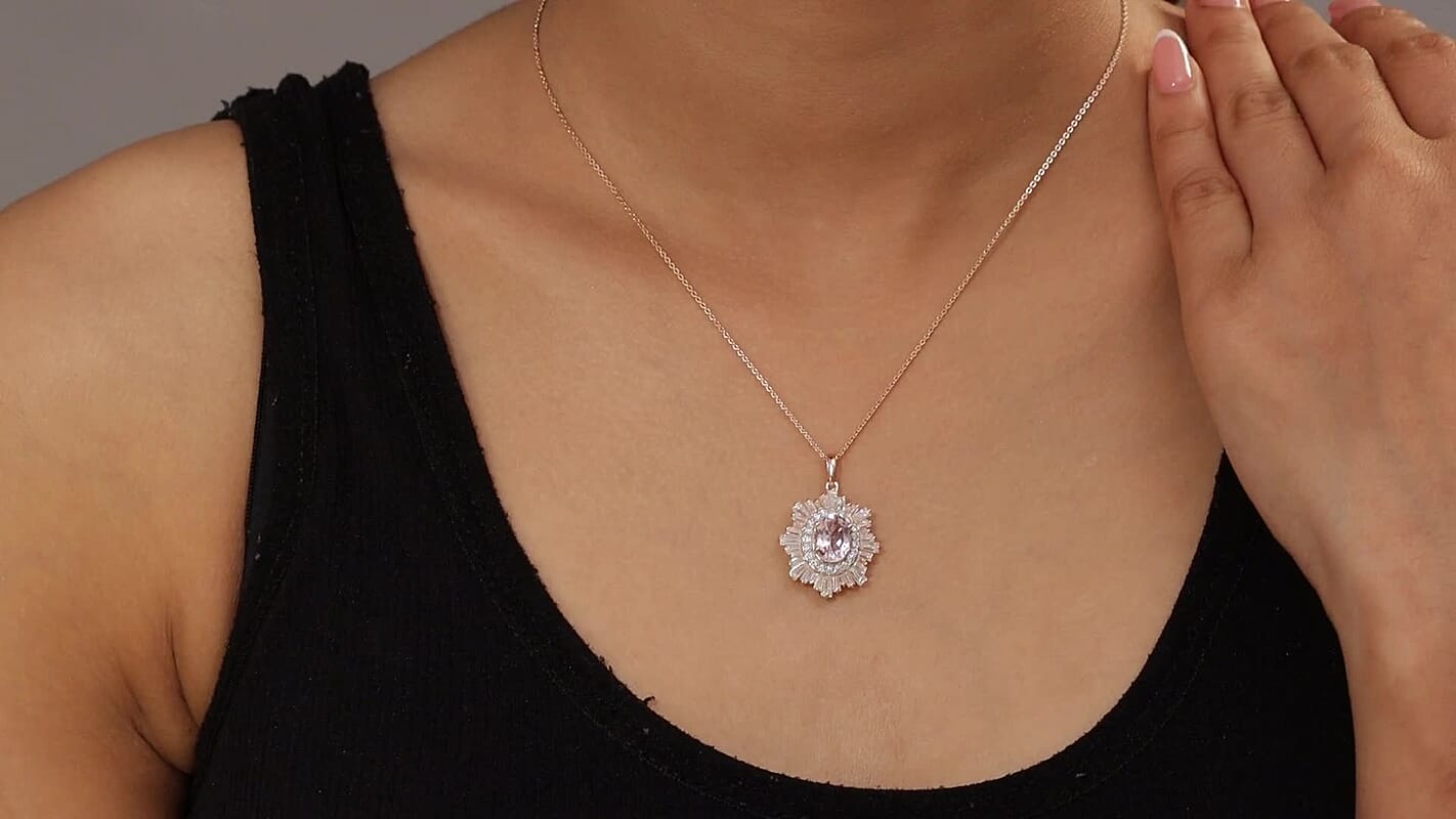 D'Joy Premium Martha Rocha Kunzite and Multi Gemstone 3.80 ctw Celestial Bloom Pendant Necklace in 18K Vermeil Rose Gold Over Sterling Silver 20 Inches