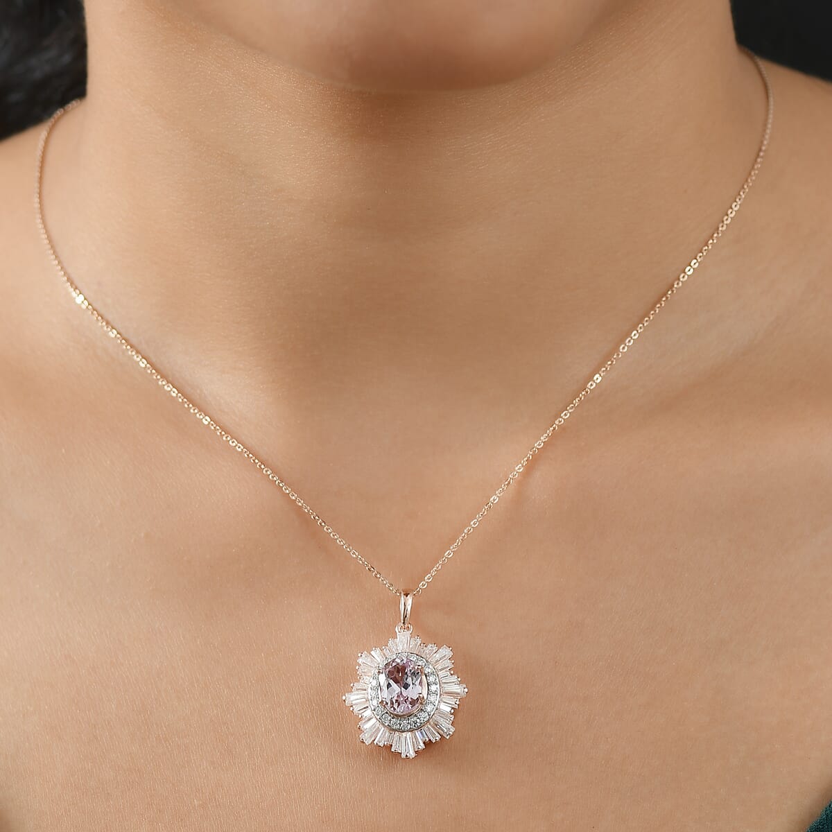 D'Joy Premium Martha Rocha Kunzite and Multi Gemstone 3.80 ctw Celestial Bloom Pendant Necklace in 18K Vermeil Rose Gold Over Sterling Silver 20 Inches image number 1