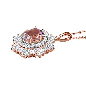 D'Joy Premium Martha Rocha Kunzite and Multi Gemstone 3.80 ctw Celestial Bloom Pendant Necklace in 18K Vermeil Rose Gold Over Sterling Silver 20 Inches