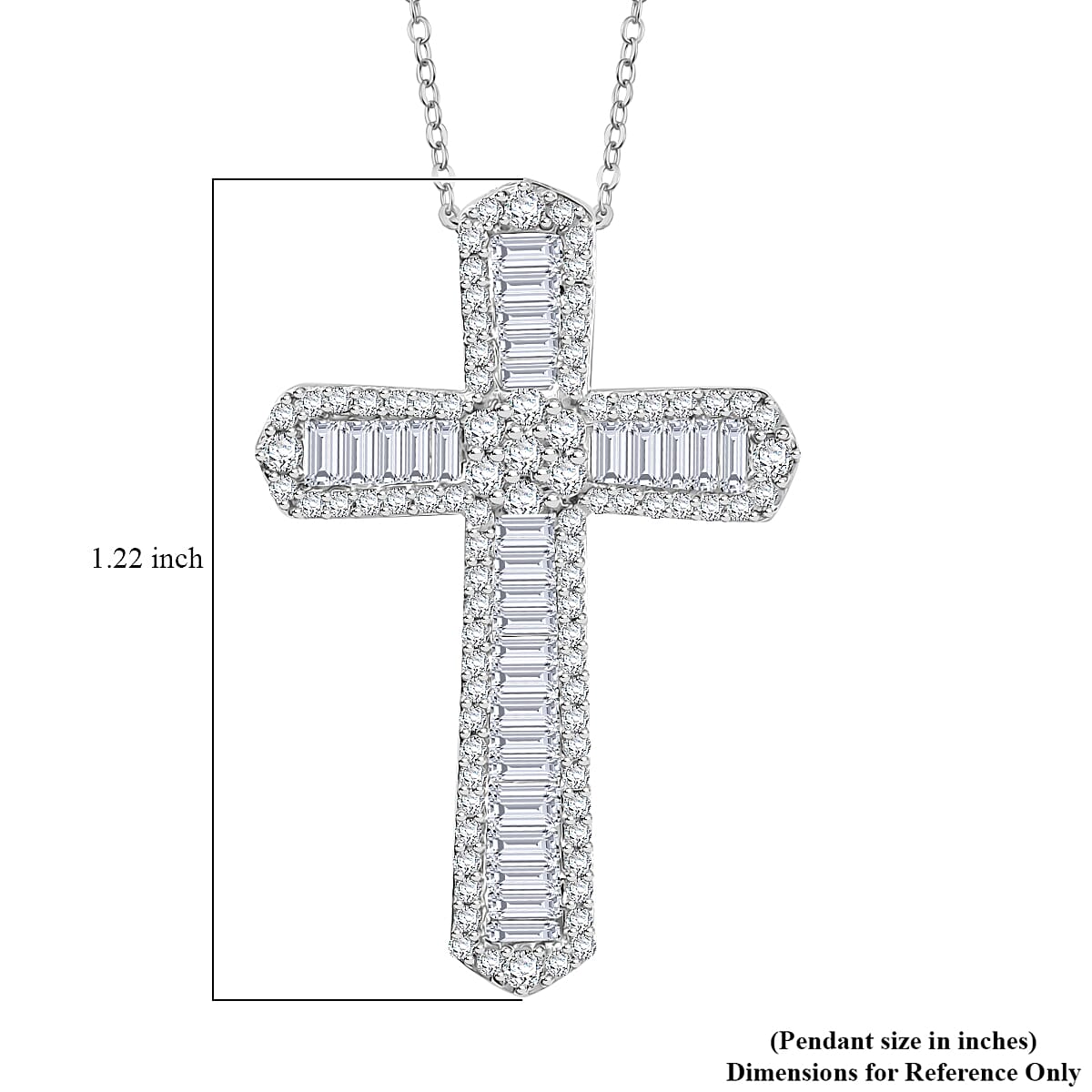 D'Joy Diamond Cross Pendant Necklace (20 Inches) in Rhodium Over Sterling Silver 1.00 ctw image number 5