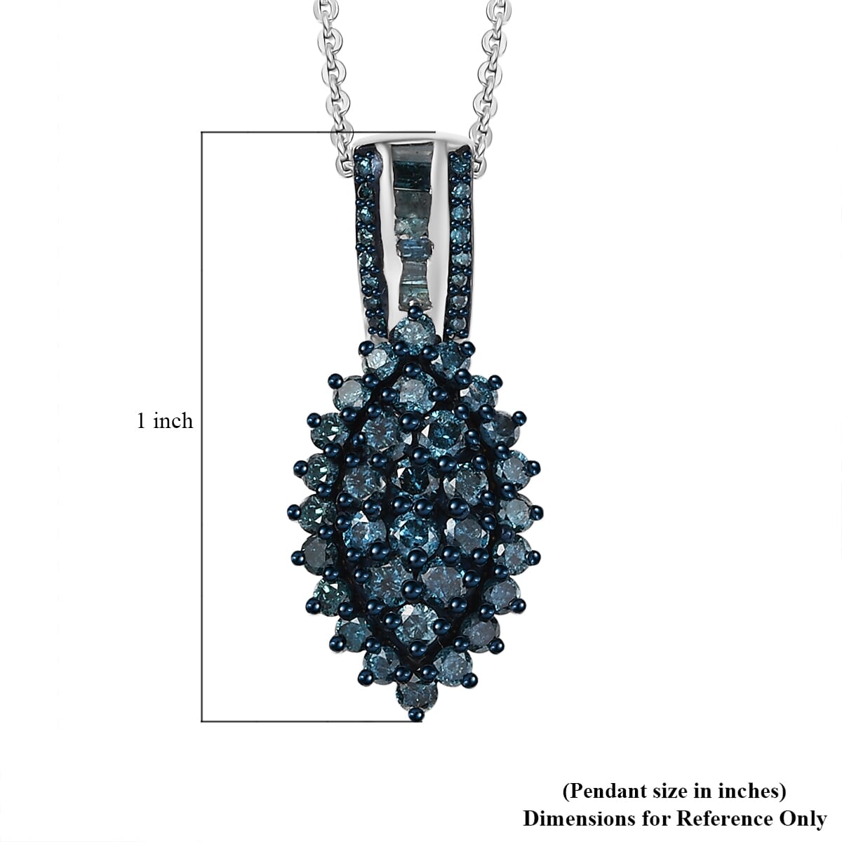 D’Joy Blue Diamond 1.00 ctw Starry Night Pendant Necklace 20 Inches in Rhodium Over Sterling Silver image number 5