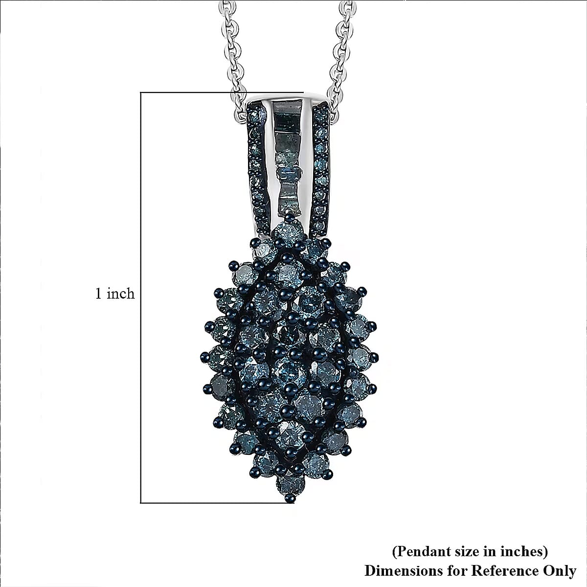D'Joy Blue Diamond 1.00 ctw Starry Night Pendant Necklace 20 Inches in Rhodium Over Sterling Silver image number 6