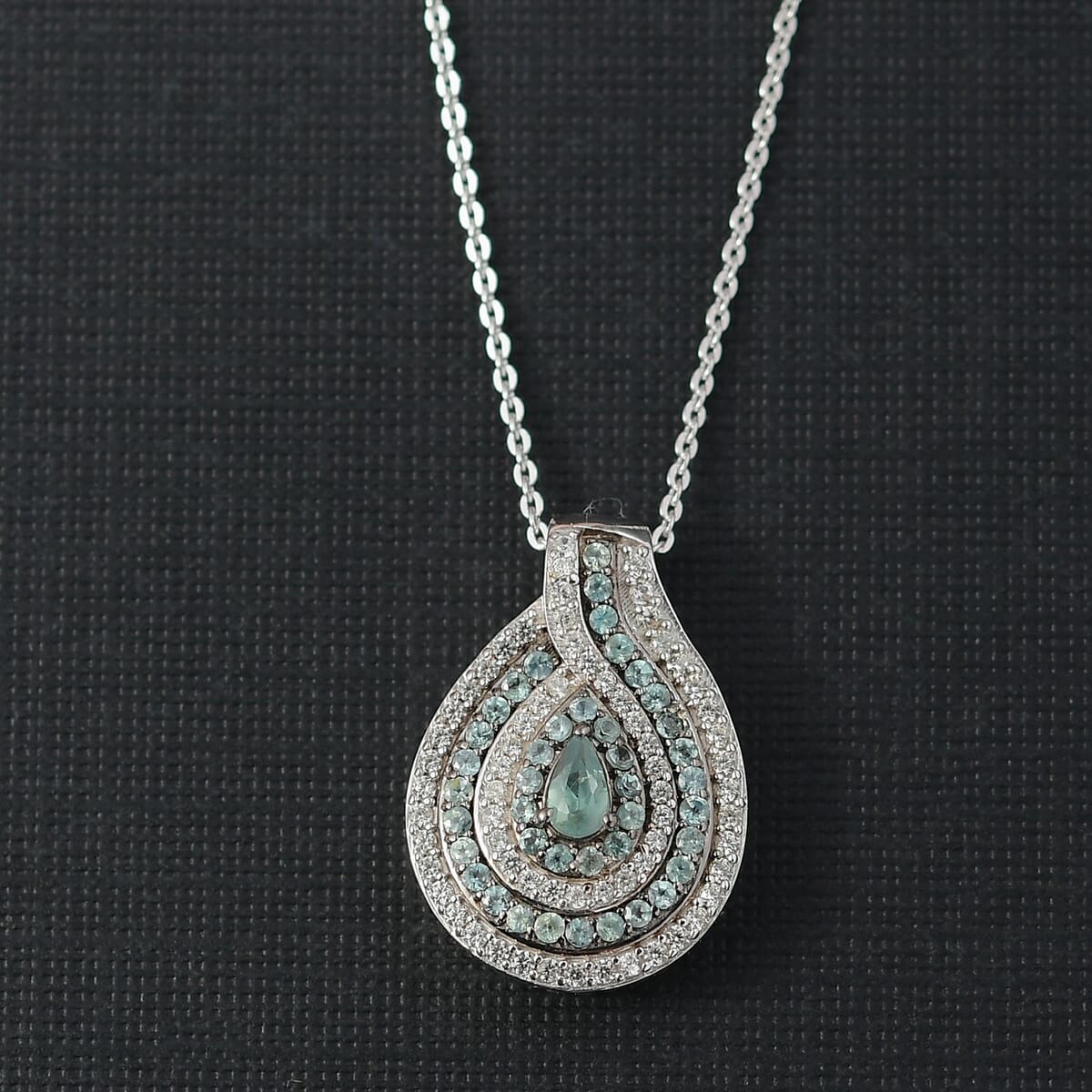 D’Joy Narsipatnam Alexandrite and White Zircon   1.50 ctw Wave of Illusion Pendant Necklace 20 Inches in Rhodium Over Sterling Silver  image number 1