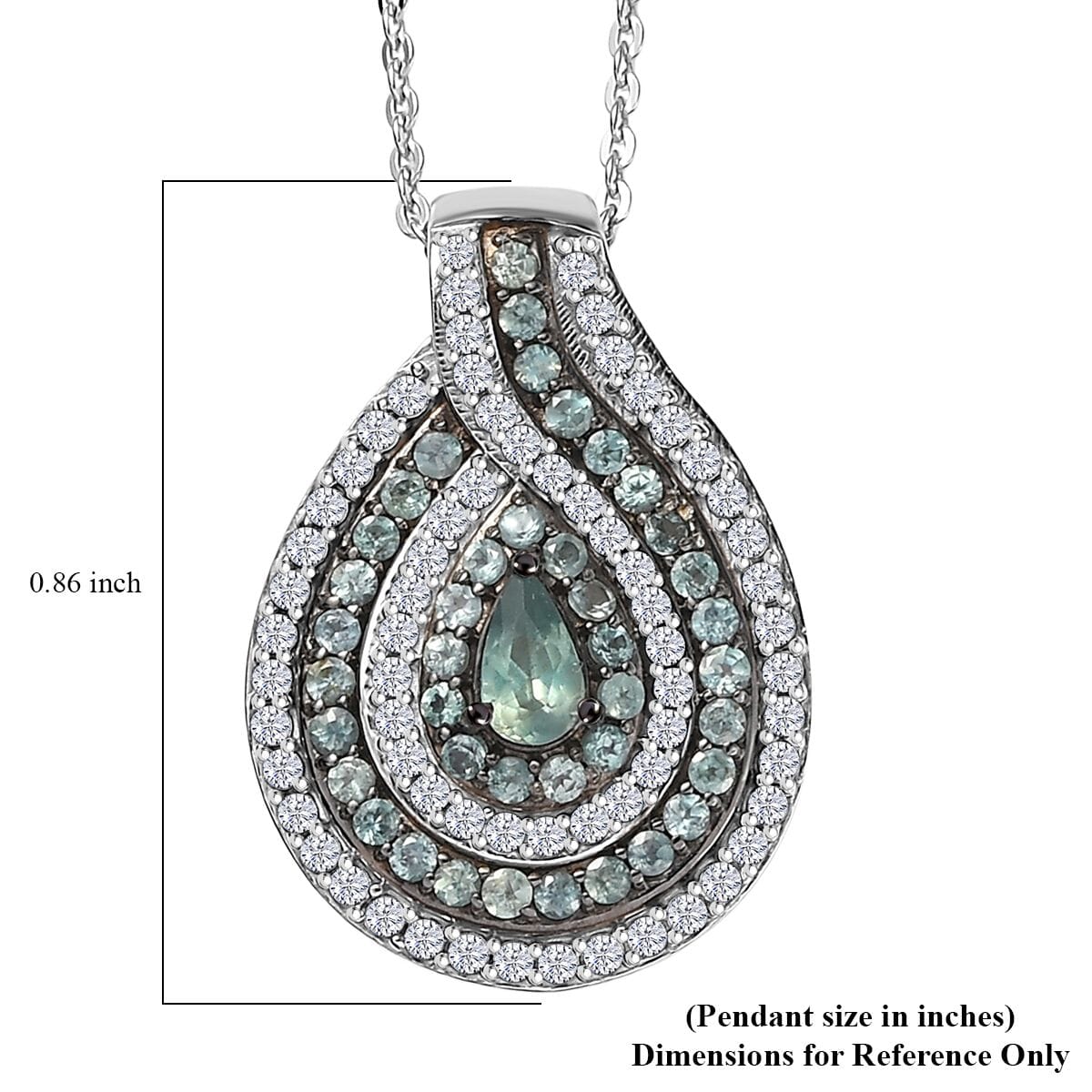 D’Joy Narsipatnam Alexandrite and White Zircon   1.50 ctw Wave of Illusion Pendant Necklace 20 Inches in Rhodium Over Sterling Silver  image number 6