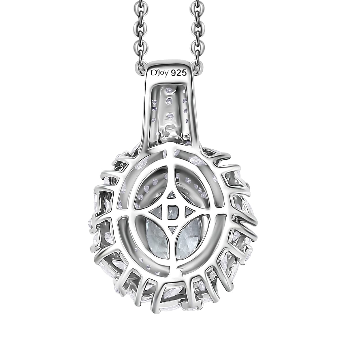 D'Joy Premium Mangoro Aquamarine and Moissanite 2.15 ctw Pendant Necklace in Platinum and Rhodium Over Sterling Silver 20 Inches  image number 4