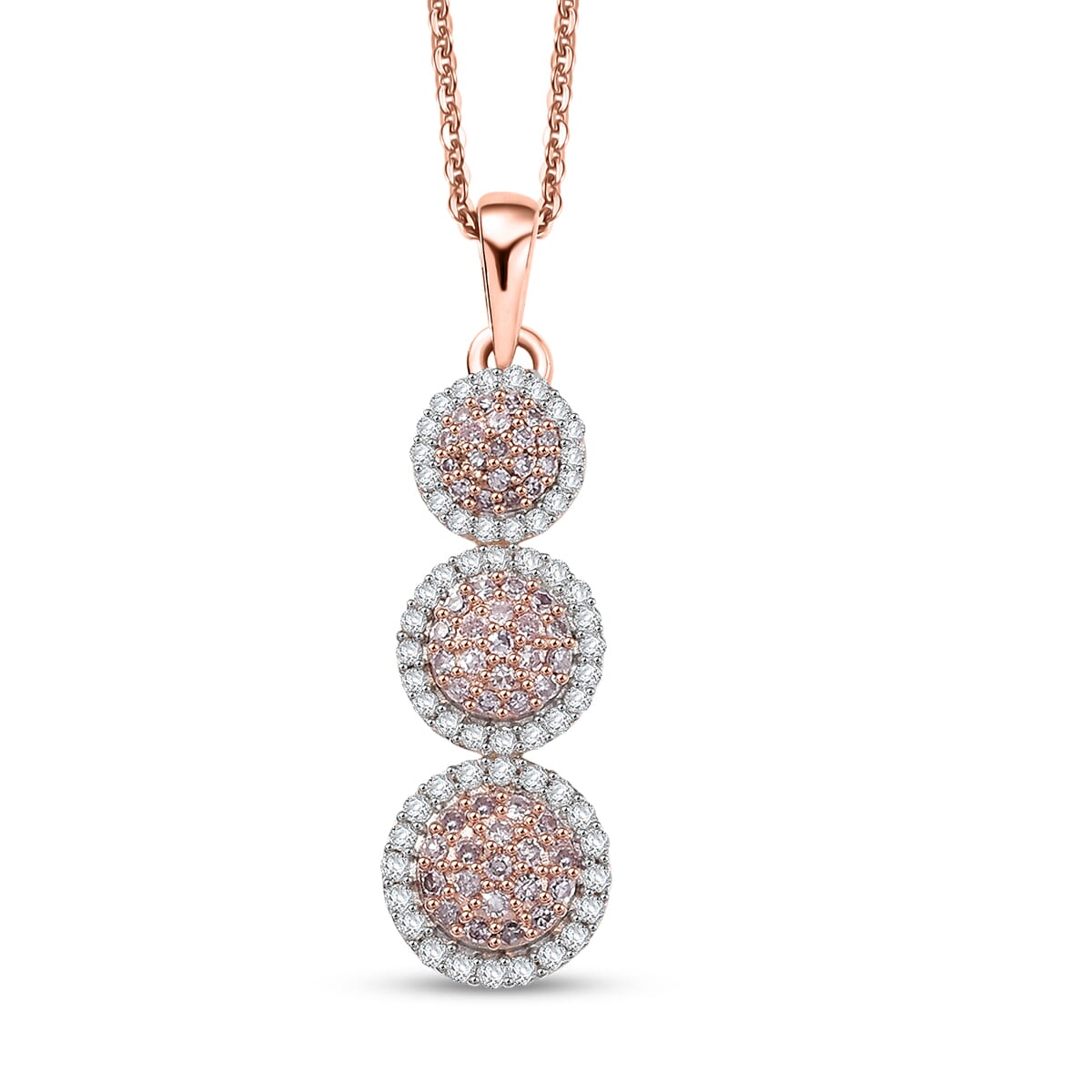 D'Joy Natural Pink and White Diamond 0.50 ctw Blooming Flower Pendant Necklace 20 Inches in 18K Vermeil Rose Gold Over Sterling Silver (Del. in 10-12 Days) image number 0
