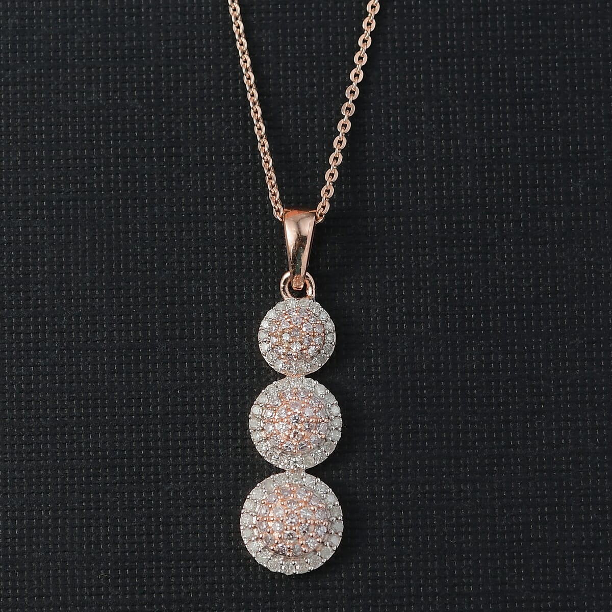 D'Joy Natural Pink and White Diamond 0.50 ctw Blooming Flower Pendant Necklace 20 Inches in 18K Vermeil Rose Gold Over Sterling Silver (Del. in 10-12 Days) image number 1