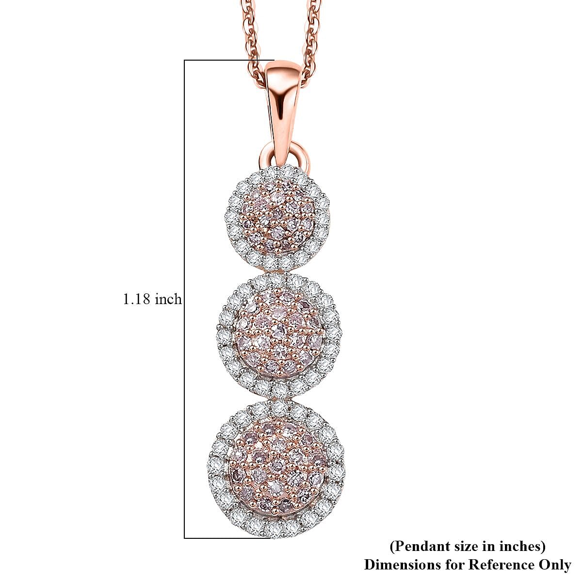 D'Joy Natural Pink and White Diamond 0.50 ctw Blooming Flower Pendant Necklace 20 Inches in 18K Vermeil Rose Gold Over Sterling Silver