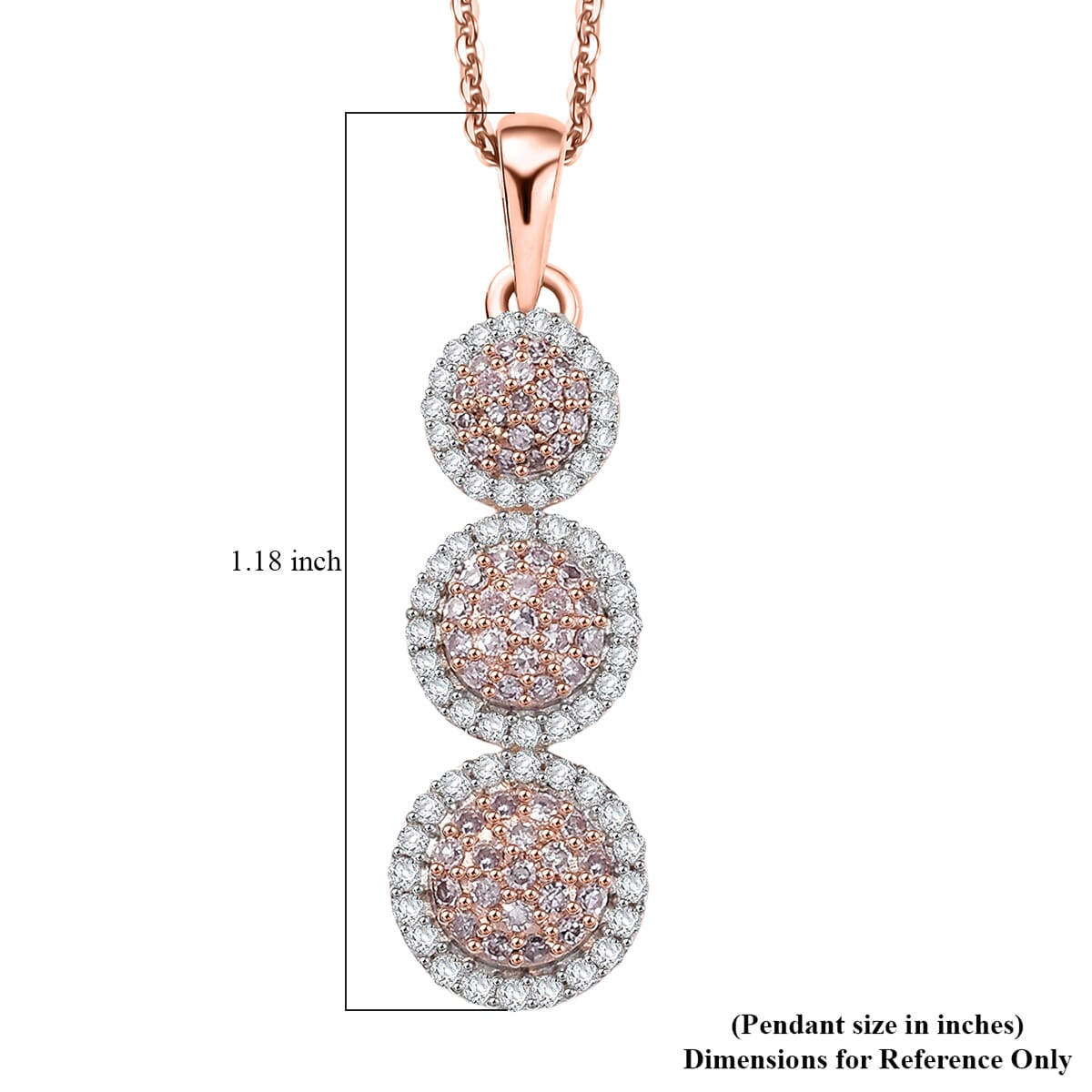 D'Joy Natural Pink and White Diamond 0.50 ctw Blooming Flower Pendant Necklace 20 Inches in 18K Vermeil Rose Gold Over Sterling Silver (Del. in 10-12 Days) image number 6