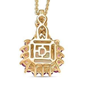 Ethiopian Welo Opal and Multi Gemstone Pendant 1.63 ctw Necklace in Vermeil YG Over Sterling Silver (20 Inches)