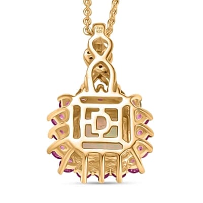 Ethiopian Welo Opal and Multi Gemstone Pendant 1.63 ctw Necklace in Vermeil YG Over Sterling Silver (20 Inches)