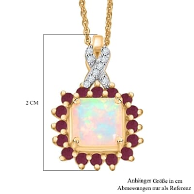 Ethiopian Welo Opal and Multi Gemstone Pendant 1.63 ctw Necklace in Vermeil YG Over Sterling Silver (20 Inches)